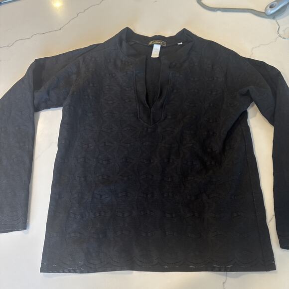 Versace Vintage, Black, Long Sleeve Plunge V-neck, Blouse Women - Picture 5 of 13